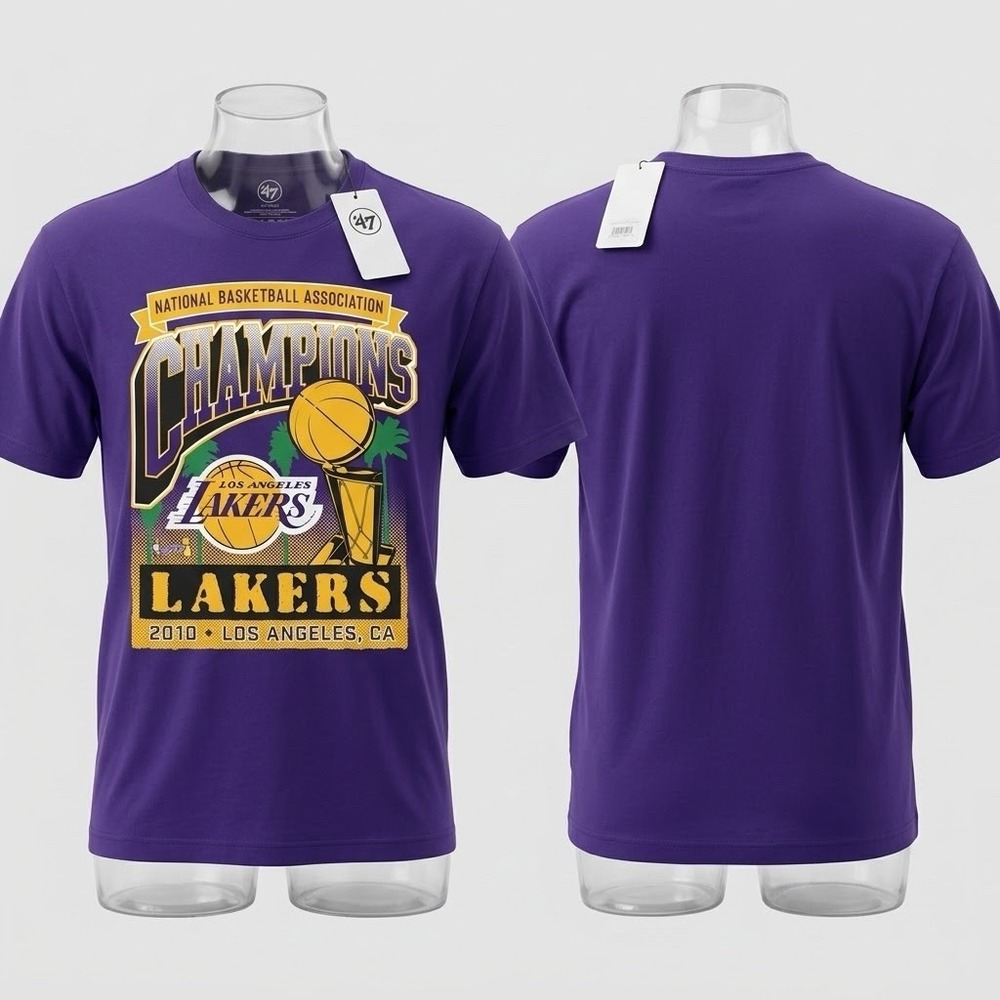 47 Brand Los Angeles Lakers 2010 NBA Champions Purple T-Shirt XL NEW